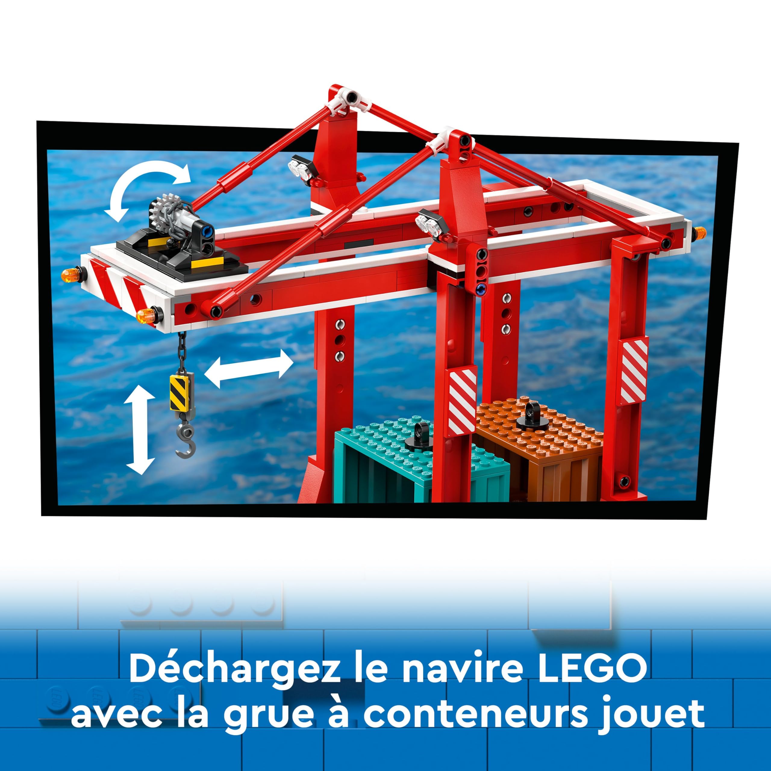 LEGO City Le Port et Le Navire Marchand - Jouet de Construction pour Garçons et Filles à Partir de 8 Ans - Idée de Cadeau pour Enfants - Grue à Containers et Bateau avec 8 Minifigurines 60422