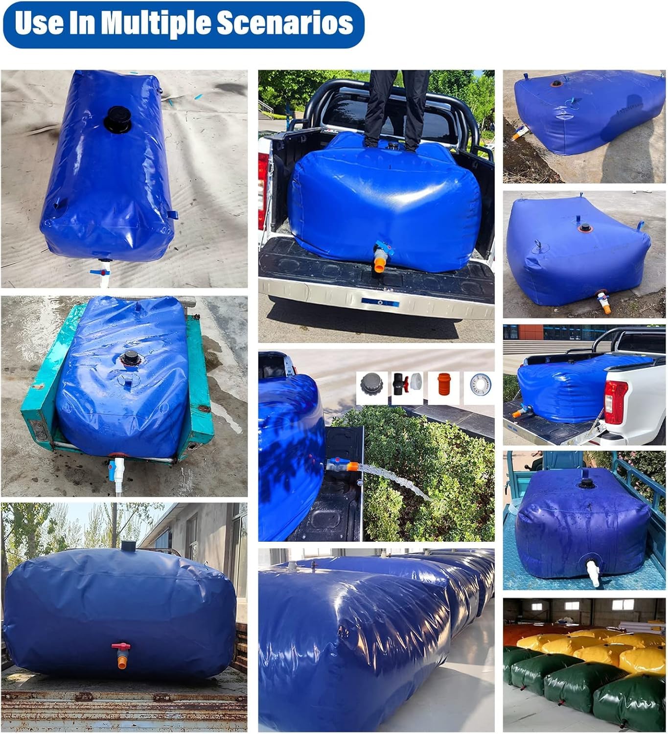 Borsa portatile pieghevole for la conservazione 'acqua, for giardino e uso di emergenza(1.8x1.2x0.71m/1514L/400gal)