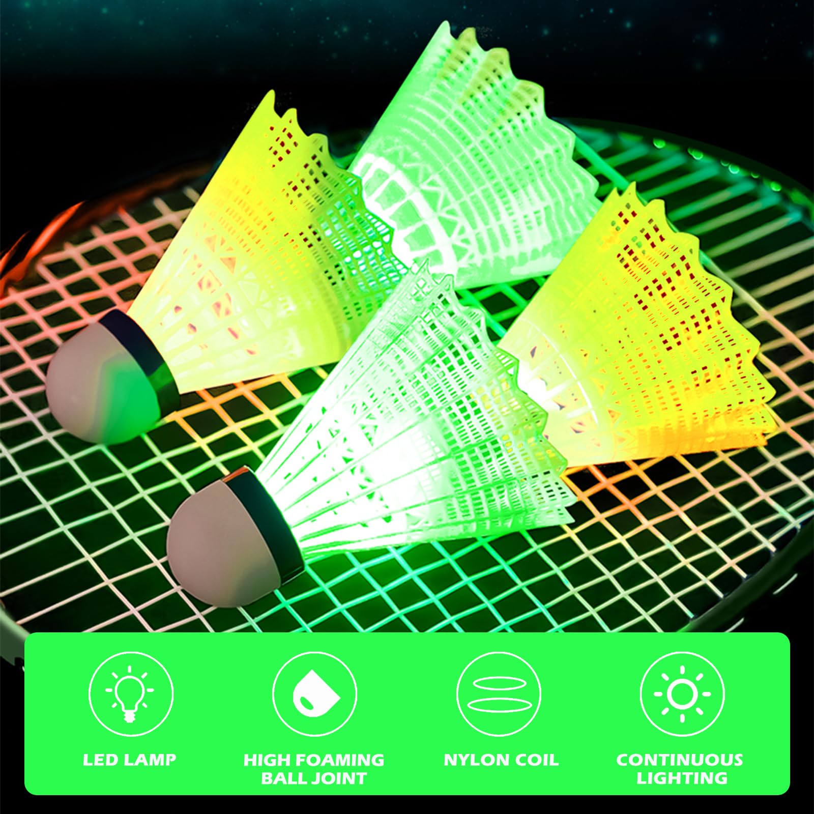 LED Federbälle 12 Stück - Leuchtende Badminton Bälle Für Nachtspiele