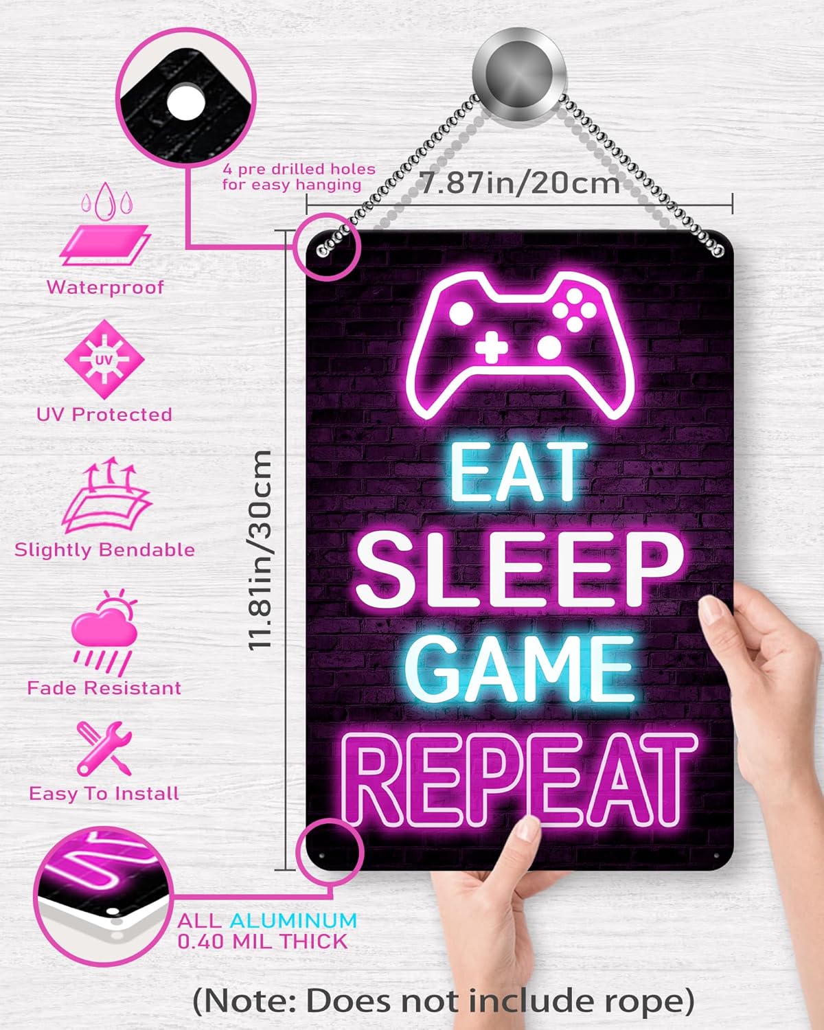 Drsoum Video Gamer Room Decor for Boys Gaming Wall Decor Neon Gaming Room Metal Sign 12 x 8 Inch Set of 4 - Gamer Wall Decor Teenage Boy Room Decor - Image 5