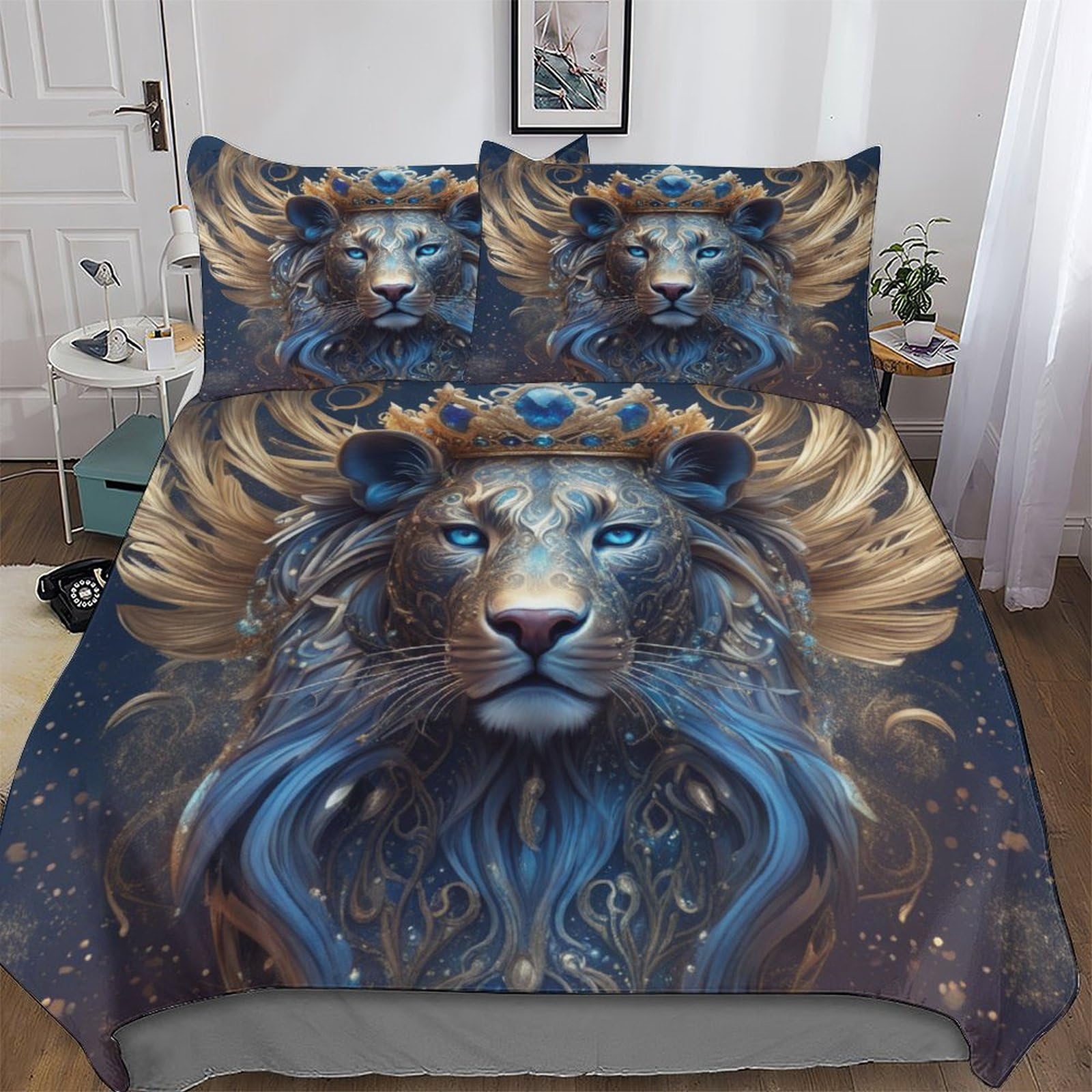 Parure de lit Lion 3 pièces pour un sommeil paisible sans irritation