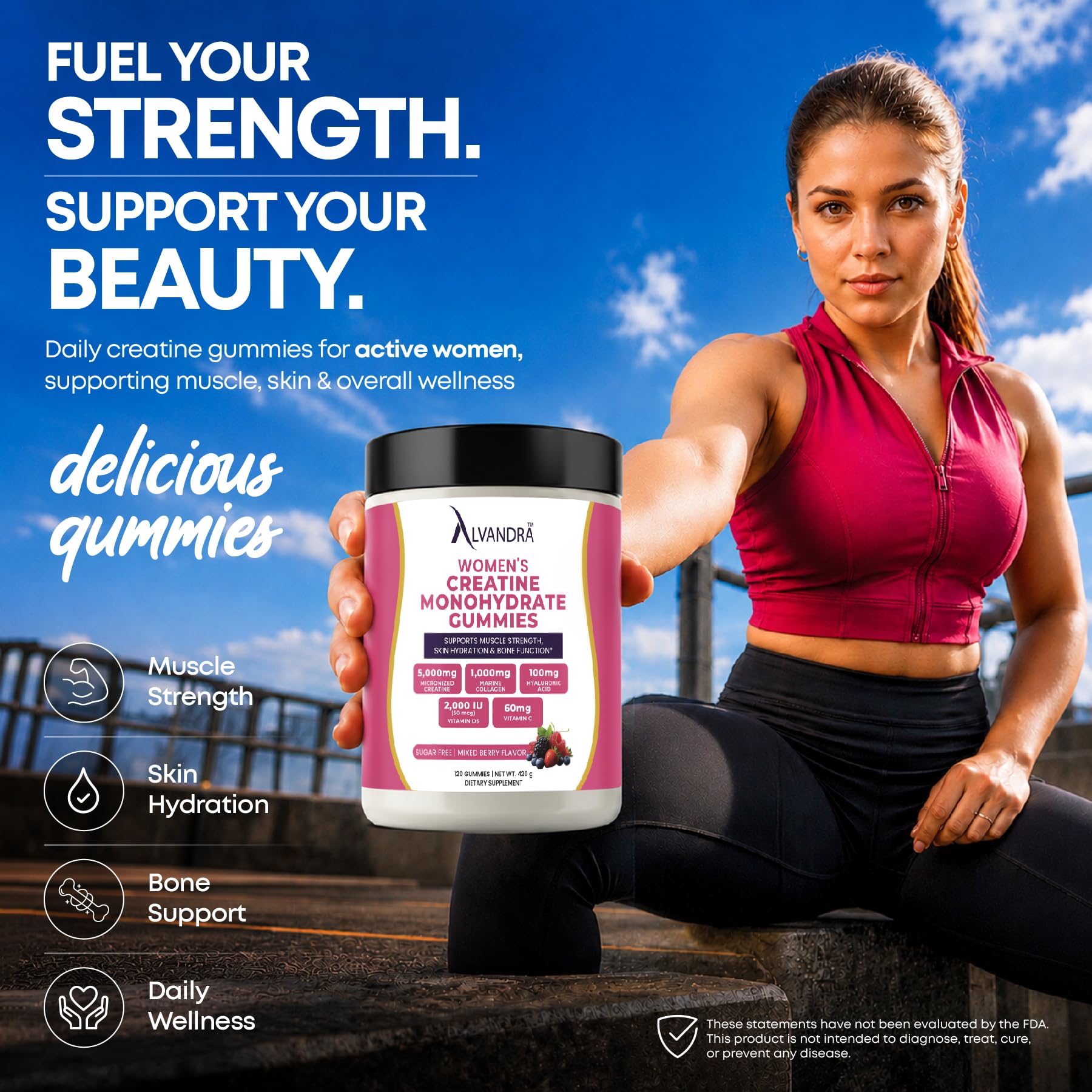 Creatine for Women, Creatine Monohydrate Gummies with Collagen 5000mg 120ct — Amazon image 2