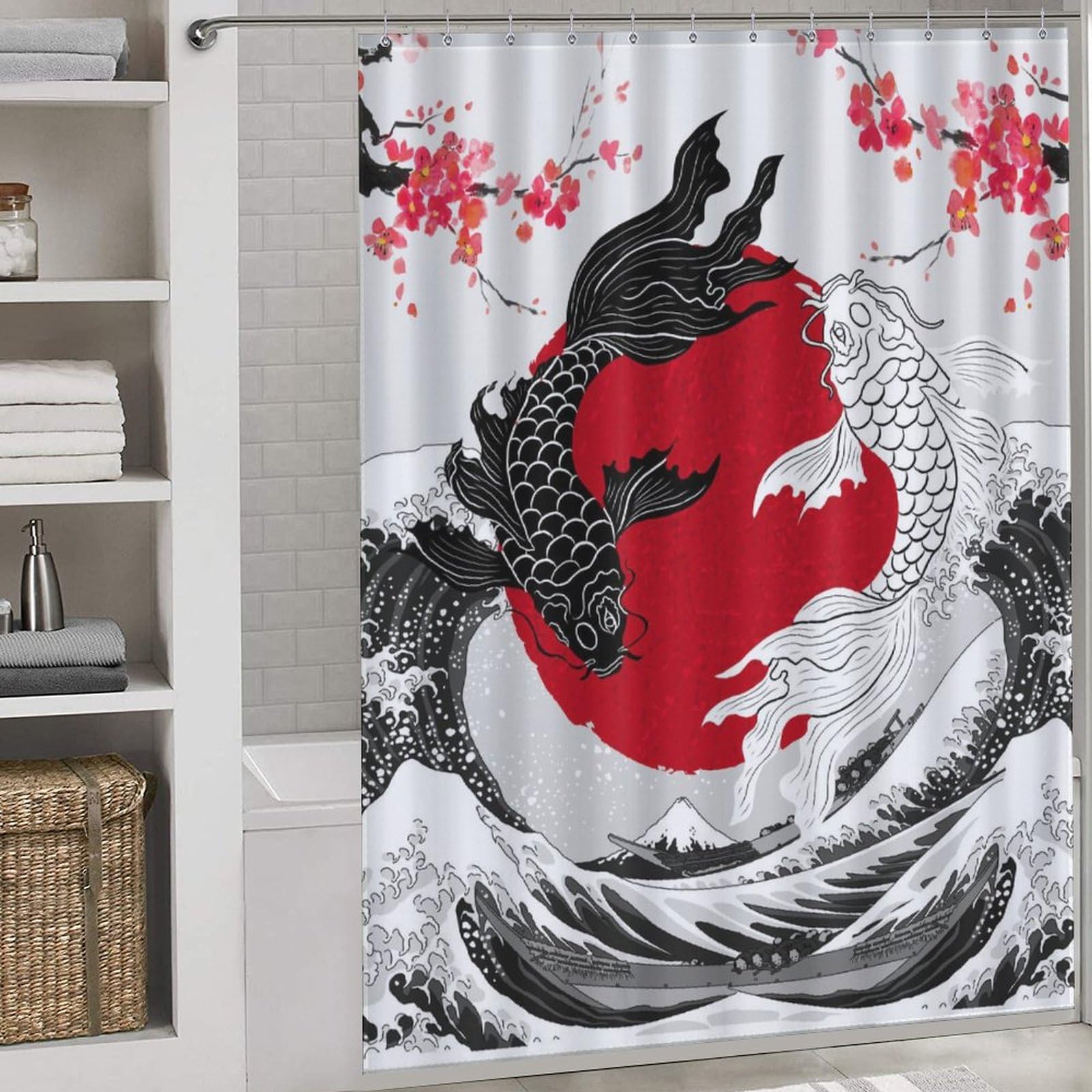 Forest Shower Curtains, Gothic Misty Foggy Jungle Nature Forest Mountain Landscape Scenery Woodland Goth Dark BlackWaterproof Fabric Bathroom Shower Curtain Set with Hooks, 72"x72" Inch: 72"W x 78"L (Pack of 1) Japanese-06