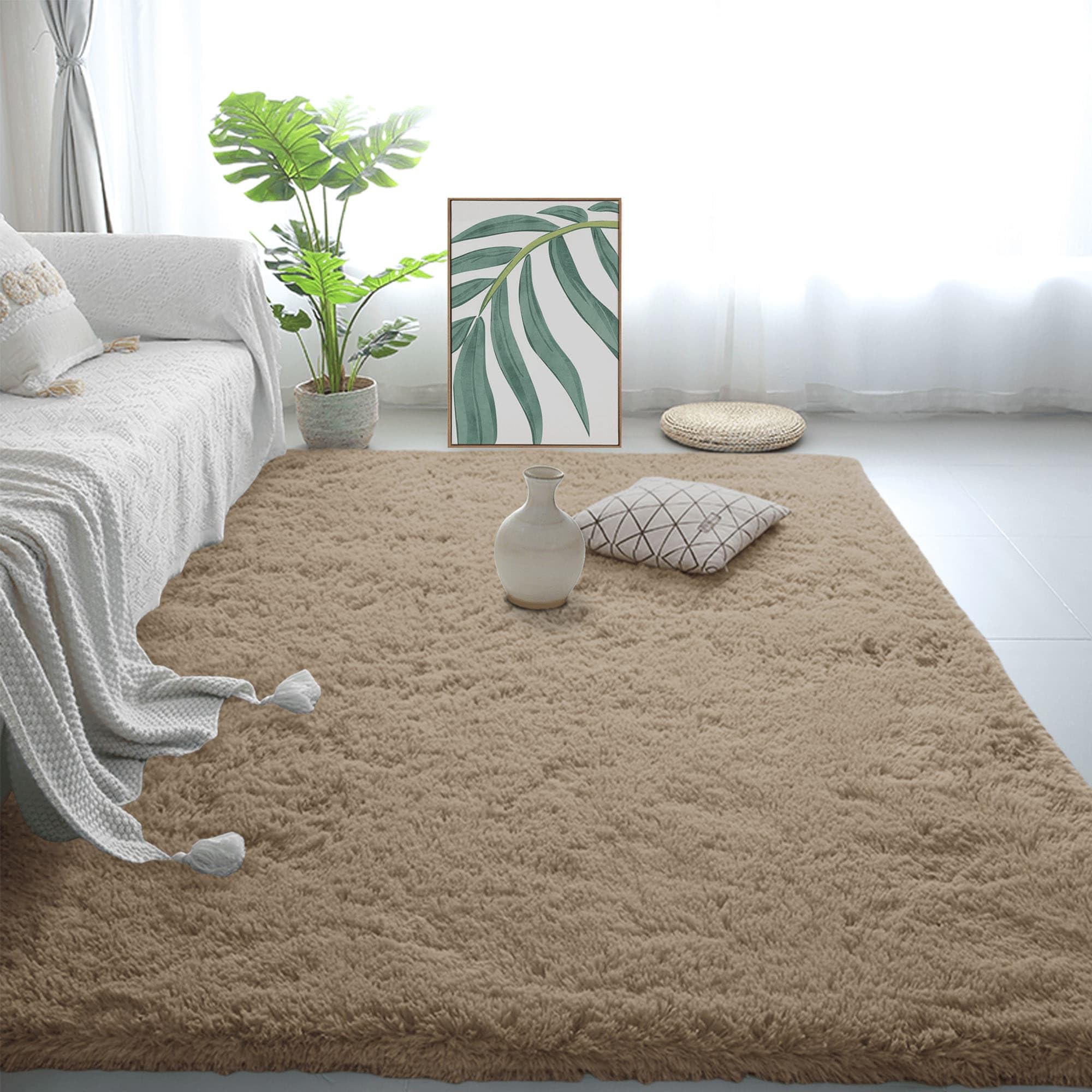 Tapis à poils longs doux et moelleux et lavable de chambre salon 295x400cm