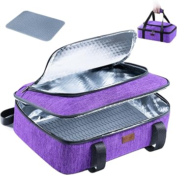Insulated Casserole Carrier for Hot or Cold Food with Heat-Resistant Mat