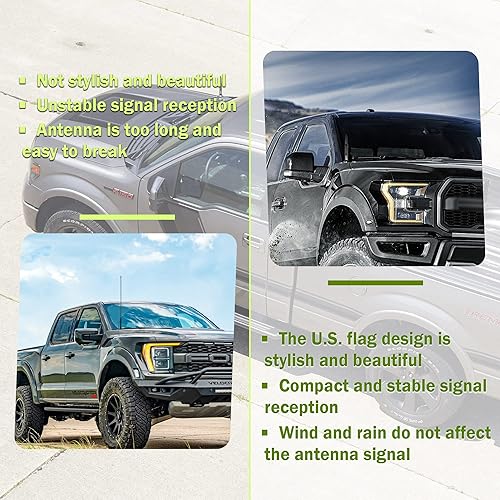 Miniatura 5 de Nueva mejora de antena de bala con bandera americana para coche, accesorios exteriores de camión, topper de antena compatible con GMC, Chevy