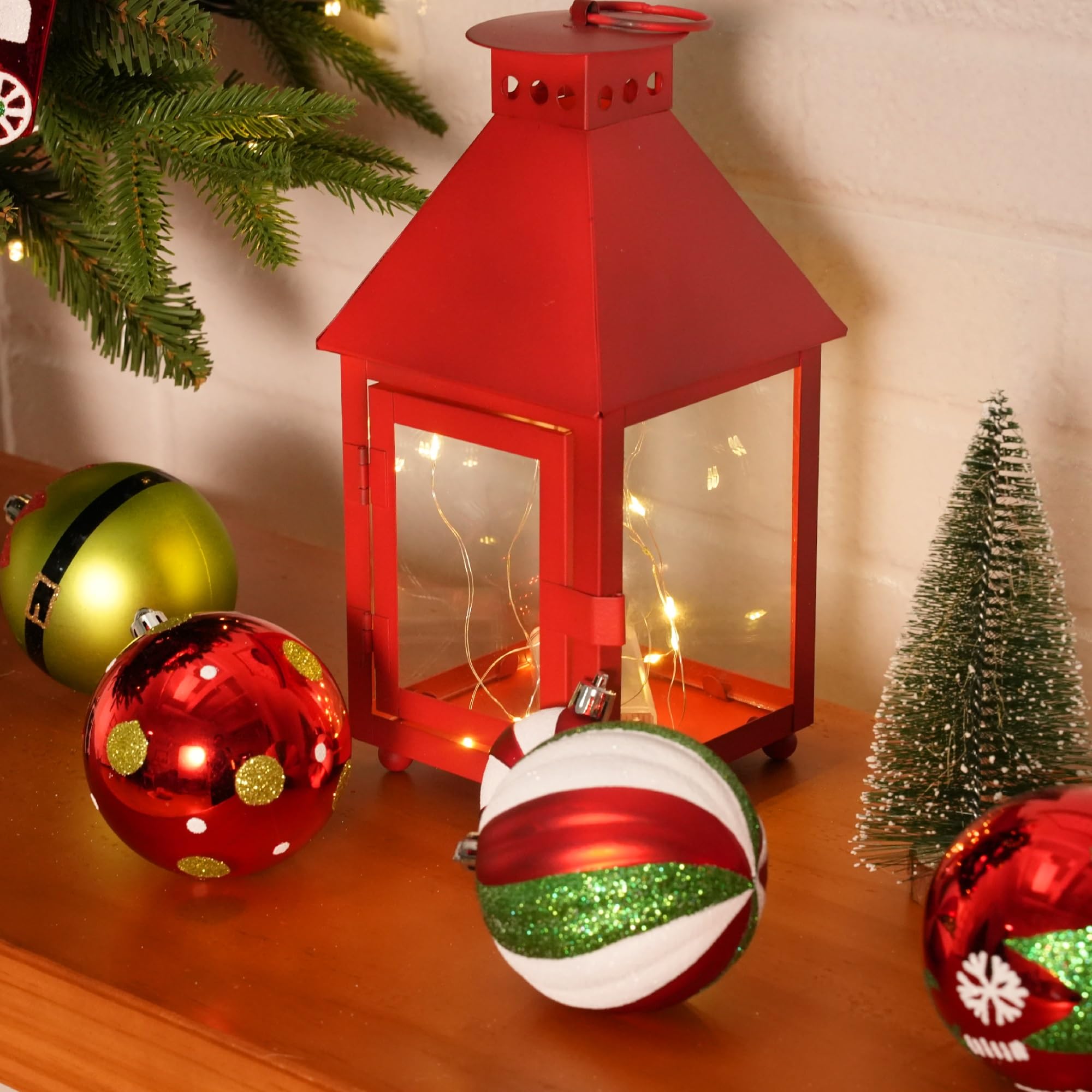 Shareconn 75 pcs Christmas Ball Set - Ornements en Plastique pour la décoration du Sapin, Les fêtes de Fin d'année et Les Mariages - Rouge, Vert et Blanc