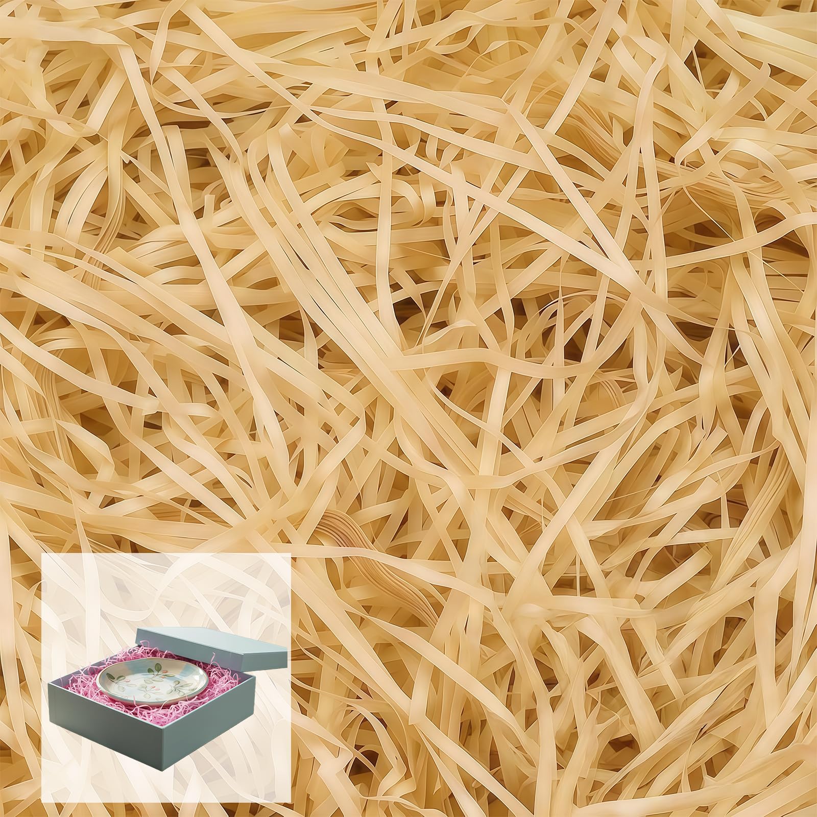 500g Champagne Shredded Tissue Paper for Gift Boxes Decoration,Champagne Empty Gift Box Shredded Paper for Hampers,Stuffing Filling Gifts Packaging Filler for Valentine's Day,Xmas,Birthday DIY Decor