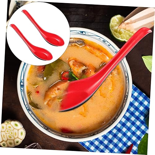 Miniatura 2 de UPKOCH 10 cucharas de plástico para niños Pho dumpling cucharas de servicio de postre sopas de ramen cuchara vajilla de alimentos tonelada sopa de