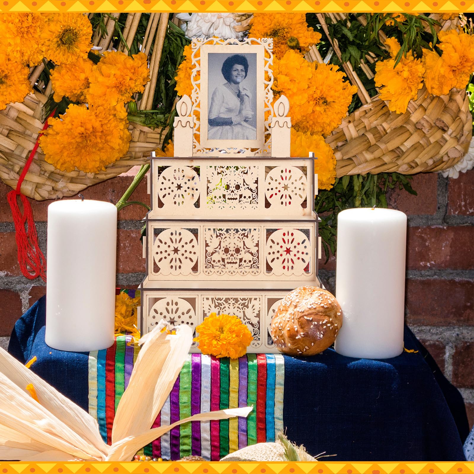 Wooden Sugar Skull Altar Wooden Altar Ofrenda - Traditional Sugar Skull ...