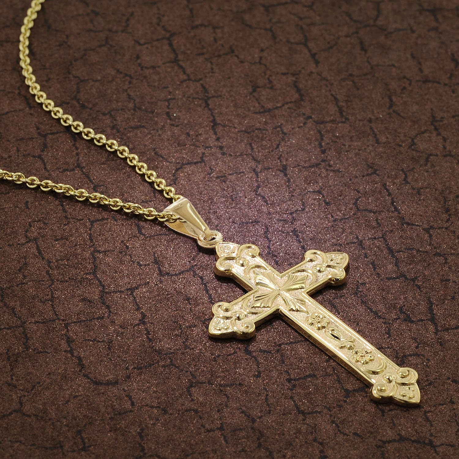 trendor Herren-Anhänger Orthodoxes Kreuz 925 Silber Vergoldet 54 x 29 mm