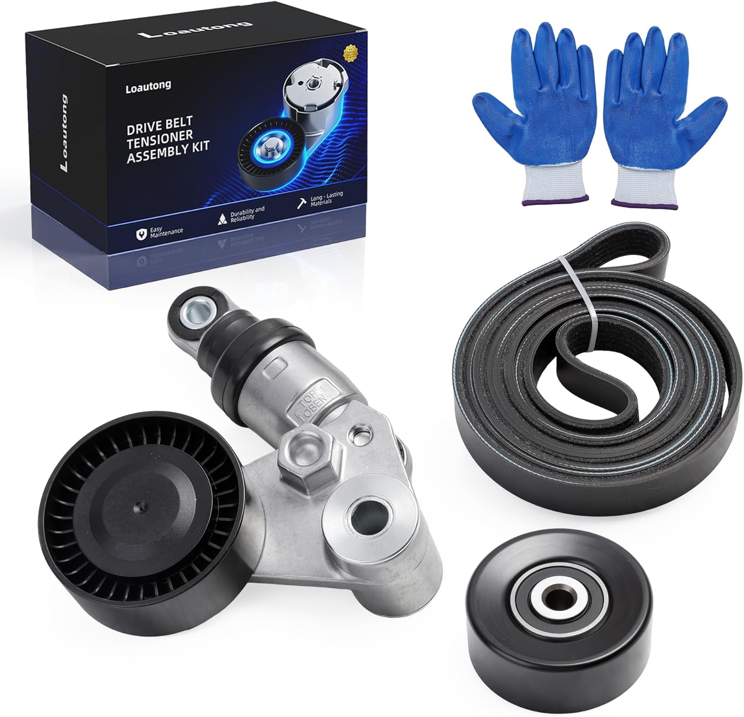 Belt Tensioner Serpentine Belt Idler Pulley Kit for Hyundai Azera/Sonata/Entourage/Santa/Veracruz 2006-2013, for Kia Sedona/Amanti/Sedona/Sorento/Borrego 2006-2014, 39104, 252813C100, 36325