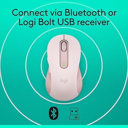 Vista 6 de Logitech Ratón inalámbrico Signature M650 - para manos pequeñas, batería de 2 años, clics silenciosos, botones personalizables, Bluetooth, para Rosa