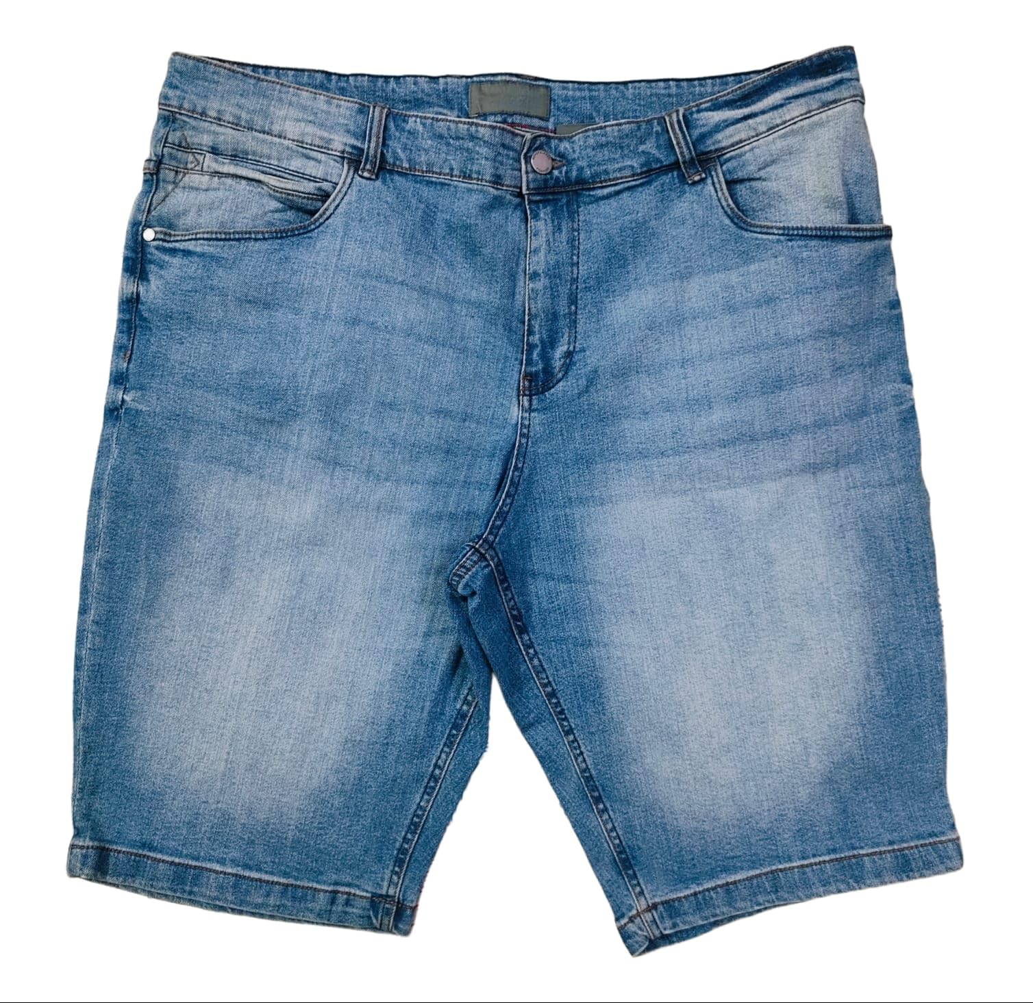 Plus Size Women Slim FIT Denim Long Shorts (Bermuda) - MID Rise - Faded Mid Blue Color - Waist Size (4XL) 40" to (5XL) 42" inch-image-49
