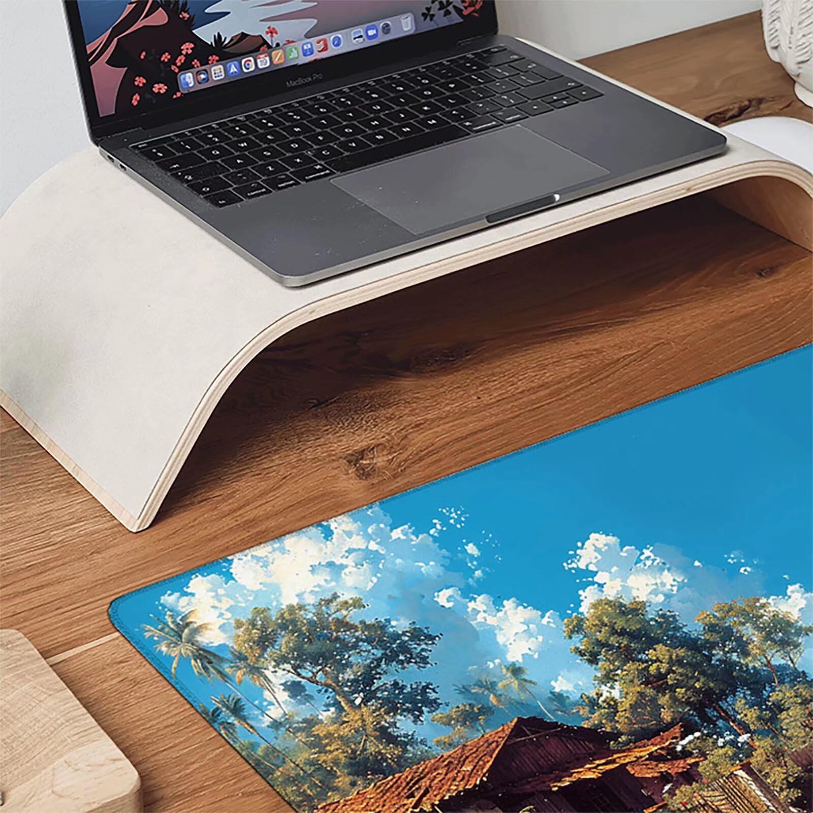 Podkładka pod mysz dla graczy do gier niebieska, duża podkładka pod mysz XXL 1200 x 600 x 3 mm, morska podkładka pod mysz do klawiatury i biura, trwała z przeszytymi krawędziami i antypoślizgowym