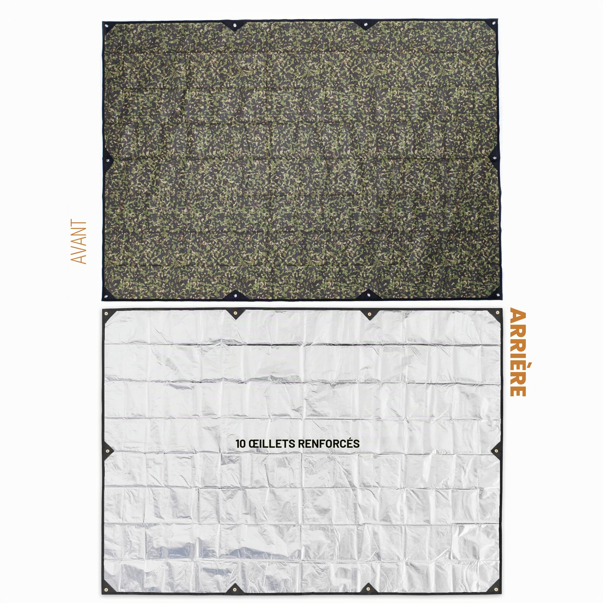 Arcturus Bâche de Survie, bâche Thermique réfléchissante pour Camping, Taille XL, 2,6 x 3,6 m, Motif Camouflage boisé