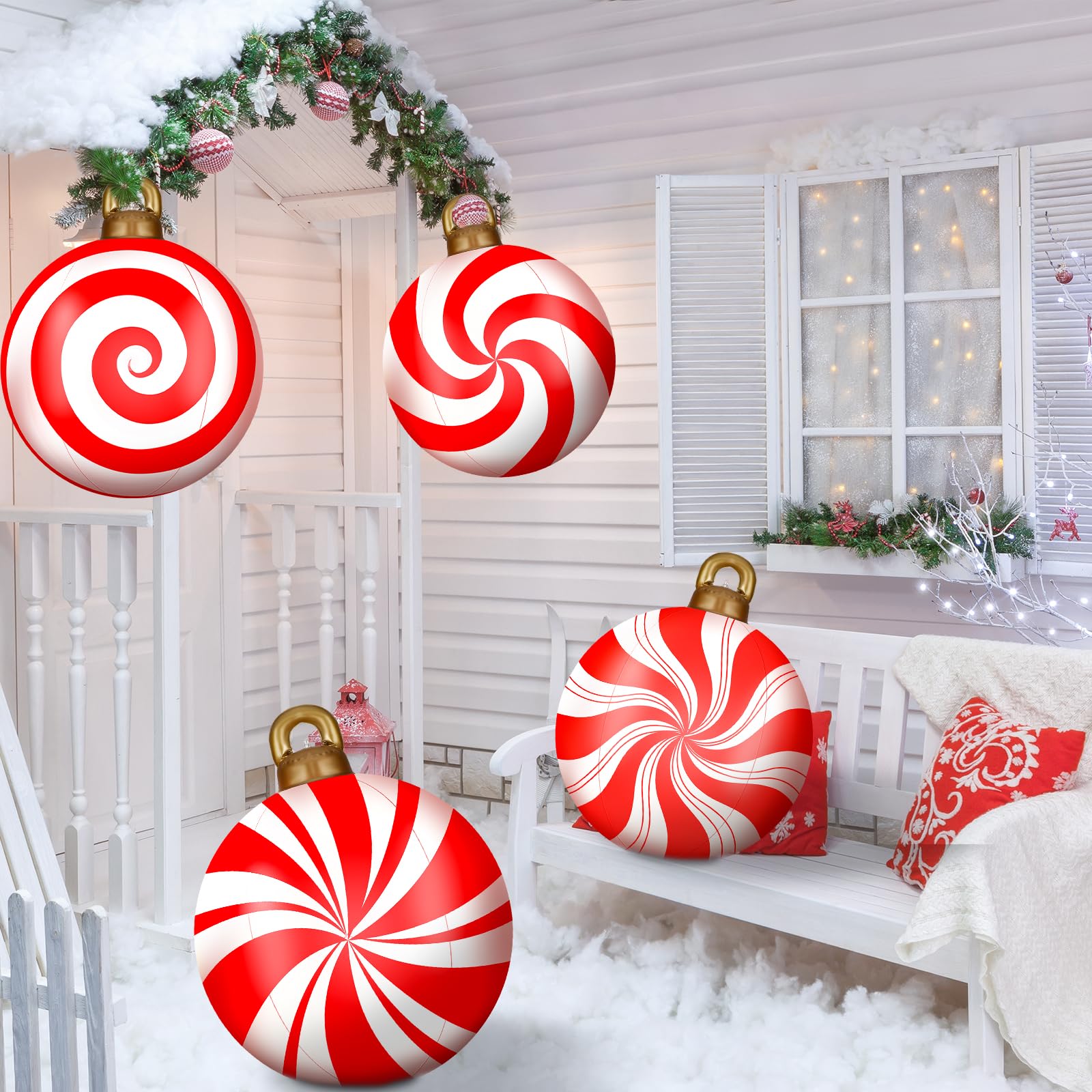 Snapklik.com : Jetec 4 Pcs Giant Inflatable Christmas Ball Large Xmas ...