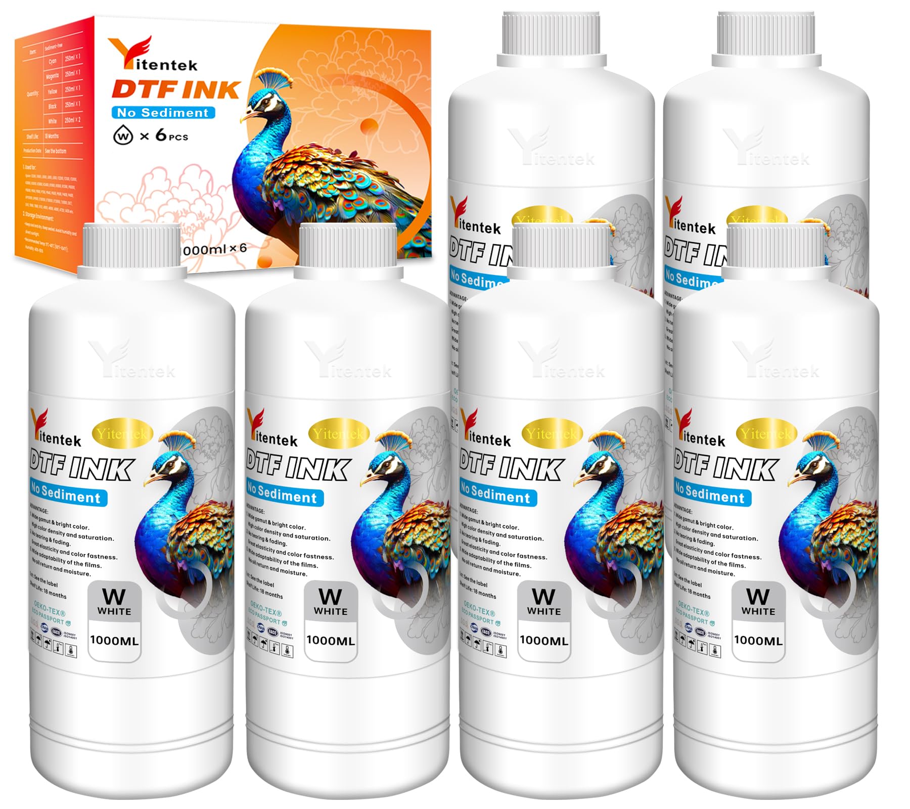 Amazon.com: Yitentek No Sediment DTF White Ink 6000ML DTF
