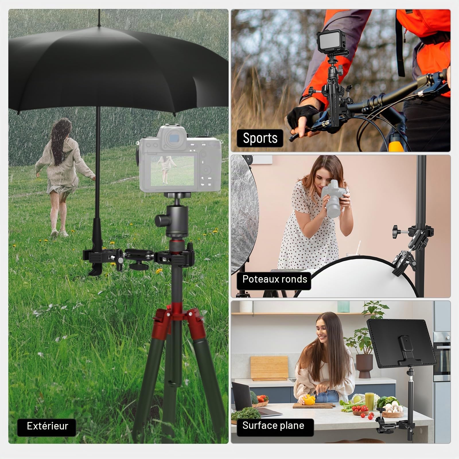 NEEWER Support de caméra à Double Pince avec Bras Magique, Chaussures Froides pour Bureau, Studio, Support de Photographie, réflecteur, Drapeau, Barres transversales, Moto, Parapluie, bâton de Perche