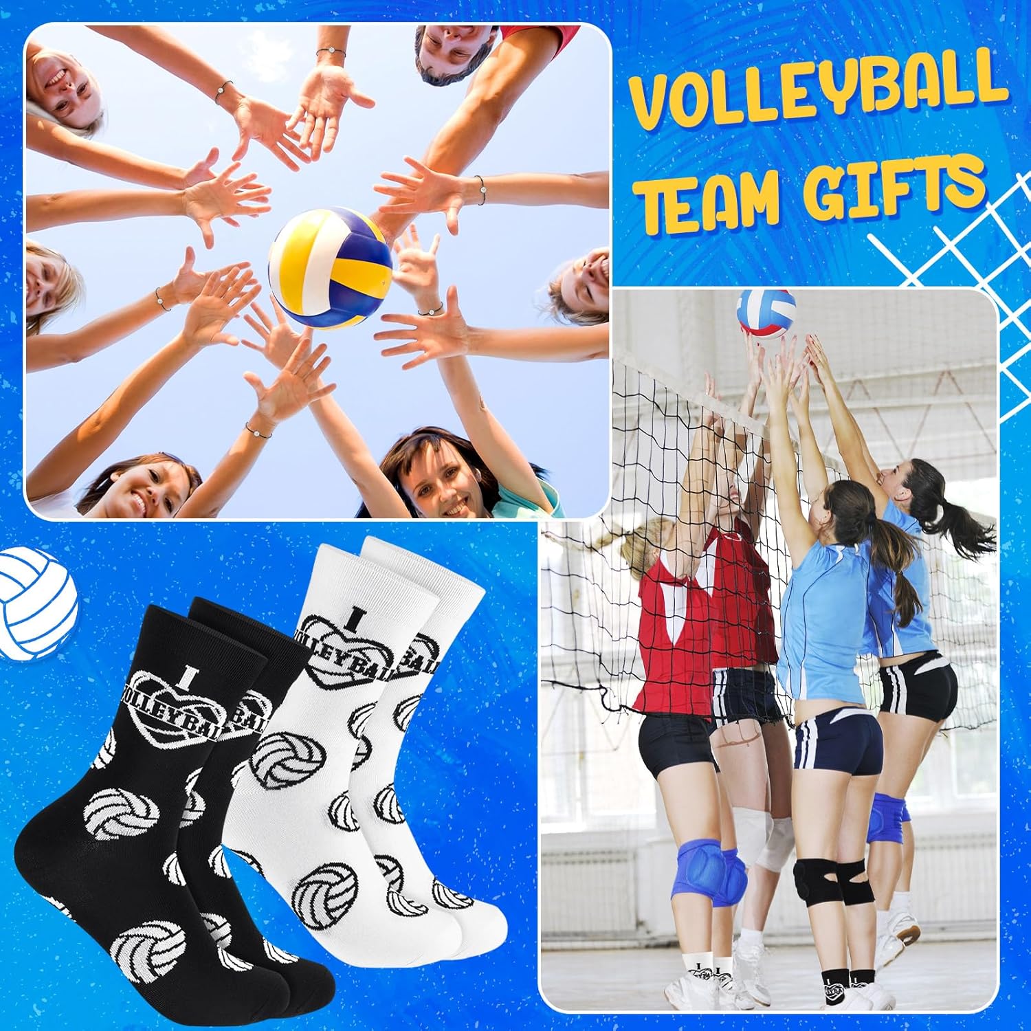 60 Pcs Volleyball Gifts Include Drawstring Bags Socks Keychains Compact Mirrors Volleyball Charm Bracelets Stuff - Image 6