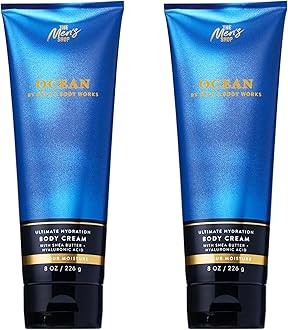 Men’s Body Cream, Ocean Scent, Ultimate Hydration Moisturizer with Shea Butter & Hyaluronic Acid for Dry Skin, Coastal Air & Cypress Scent, 8 oz - 2 Pack