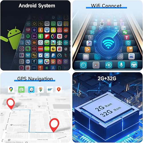 Miniatura 3 de Rimoody Estéreo portátil para automóvil de 10.26 pulgadas, inalámbrico, Apple Carplay, Android 13 2G+32G, pantalla táctil, radio para automóvil con