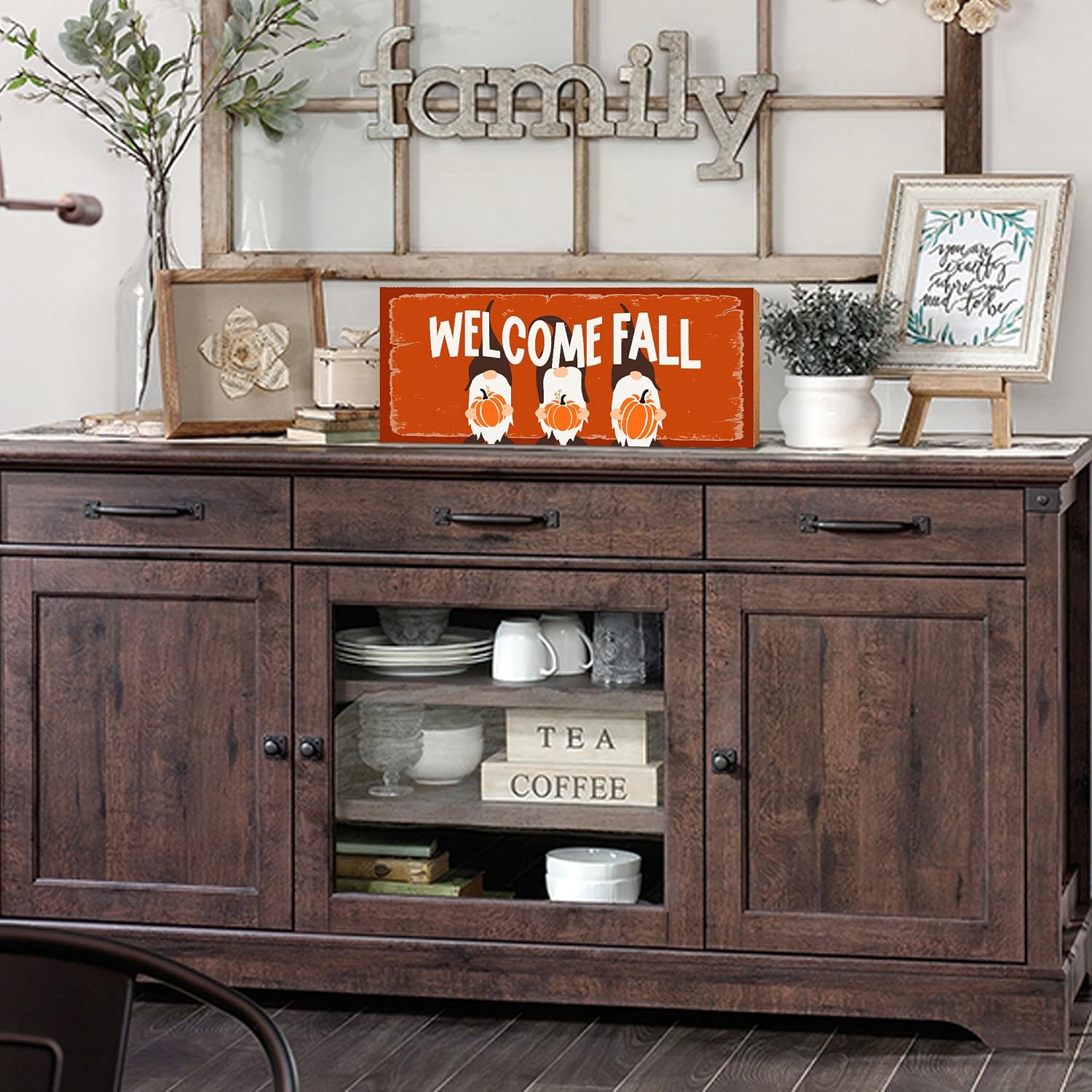LifeSong Milestones Shelf Sitter for Fall Season Signs Inspirational Tabletop Decoration for Home Office Family Decor (Welcome Fall)