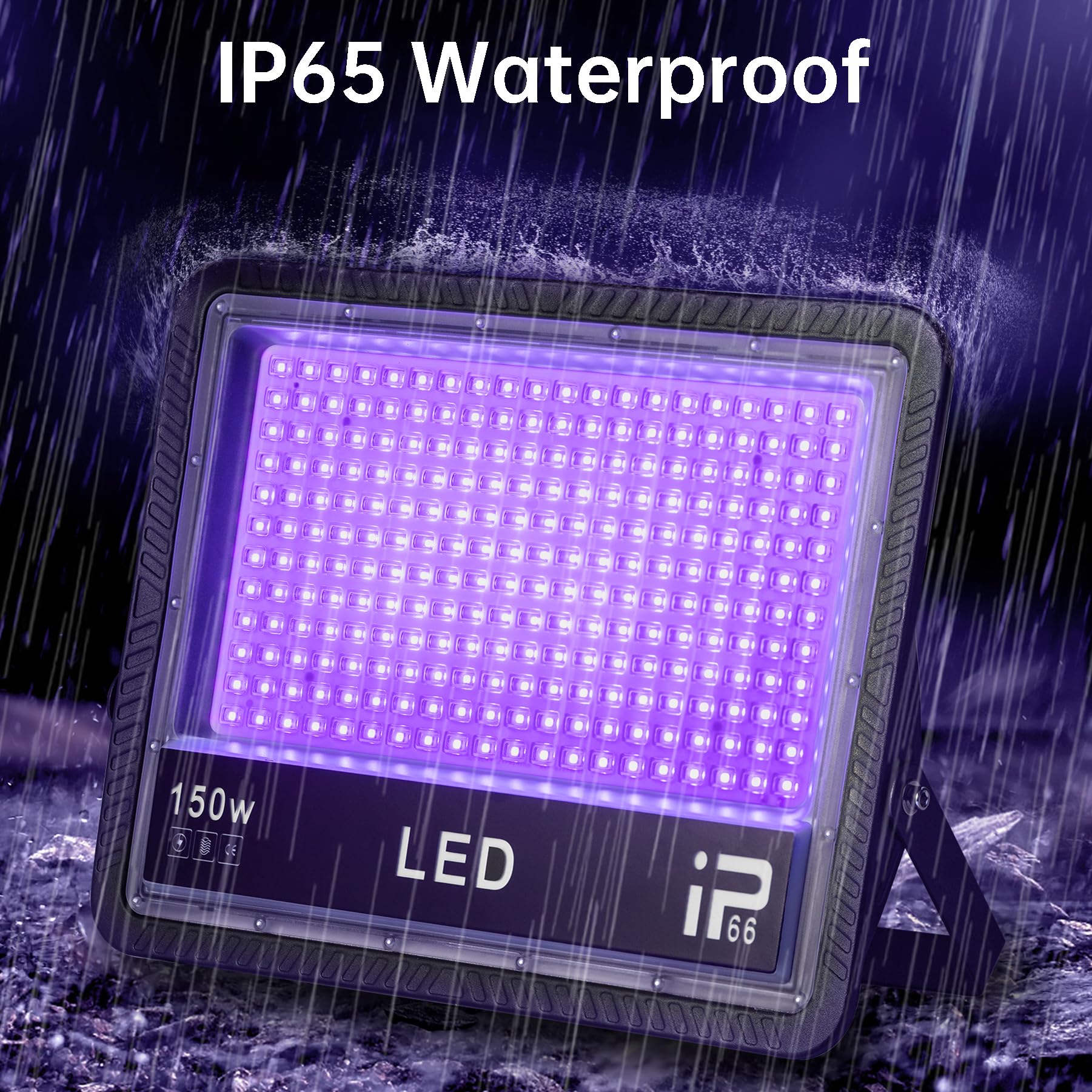 2 Pièces Lumiere Noire LED 150W, Projecteur LED UV Extérieur, 385-400nm, IP66 étanche Lumière Noire pour Soirée Fluo,Bar, Halloween,Effets Fluorescents,Fête,Boîtes de Nuit