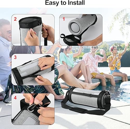 Miniatura 5 de TXEsign Funda de transporte de viaje compatible con altavoz portátil Sony SRS-XG300 X-Series, dos lados de malla, funda protectora con correa para