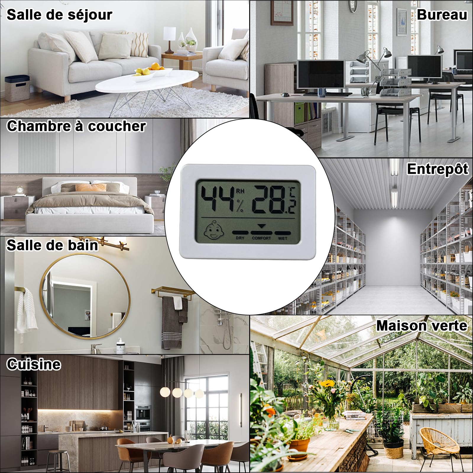 Faburo Petit Thermomètre Hygrometre Intérieur 4PCS Mini Thermomètre Hygromètre Numérique, Thermo Hygromètre Indicateur Digital à Haute Précisio, Moniteur de Température et Humidité pour Maison Reptile