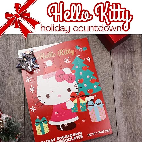 Miniatura 3 de Galerie Hello Kitty Calendario de cuenta regresiva de Navidad 2023, vacaciones con 24 piezas de chocolate con leche, calendarios de Adviento para