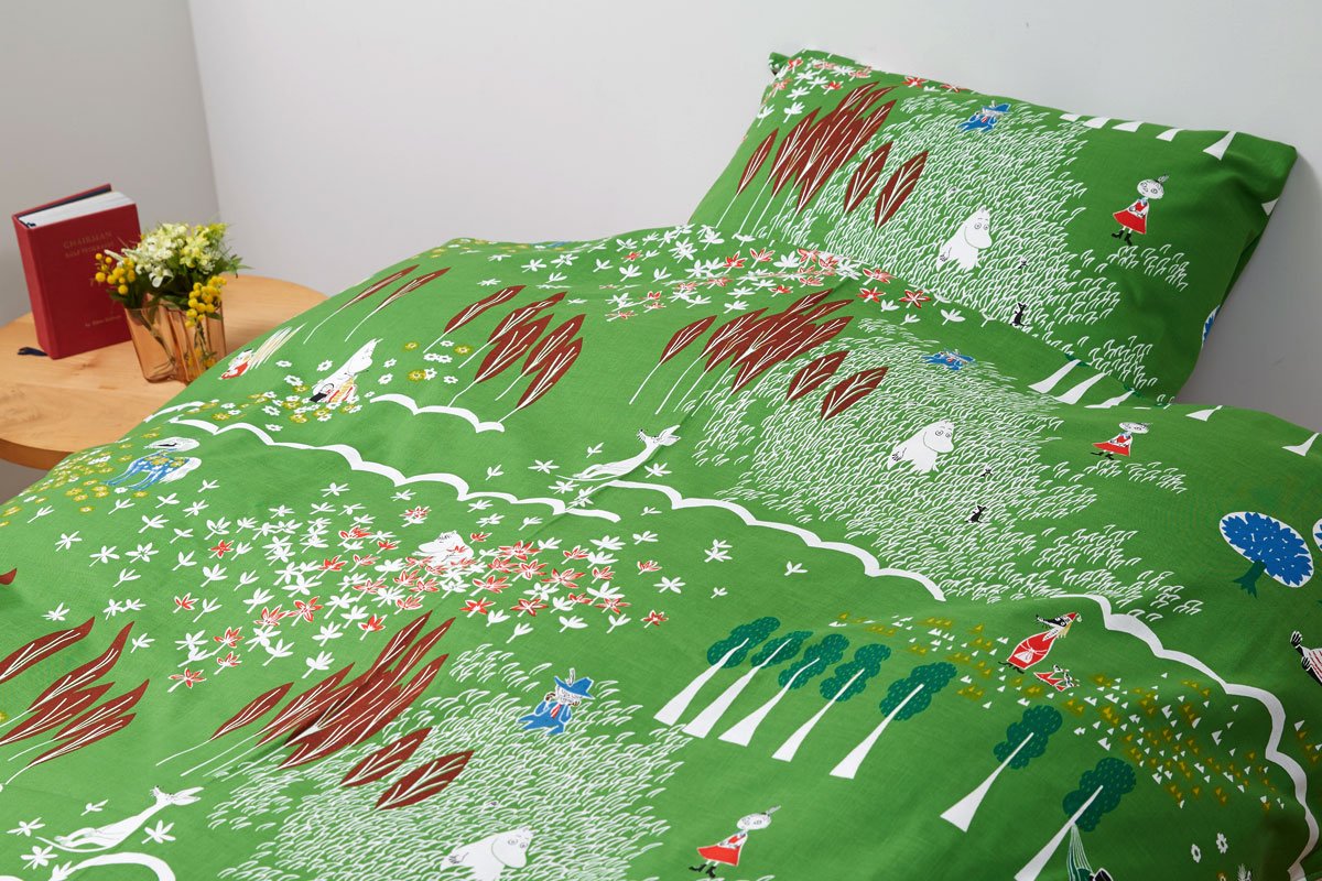 北欧ムーミン掛け布団カバー＆ピローケースセットグリーン系