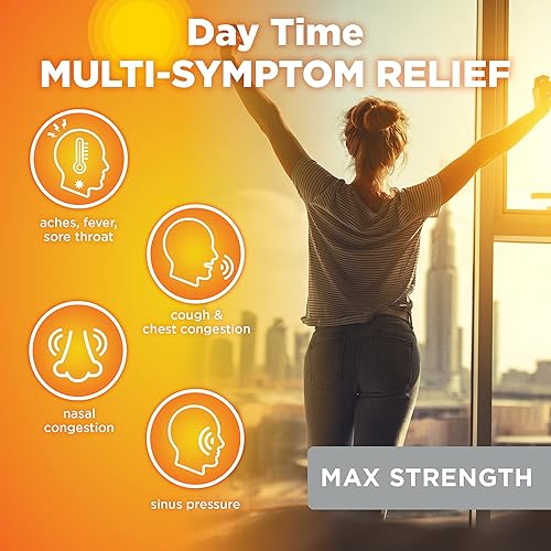 Miniatura 2 de Tienda Basic Care Medicamento para aliviar el resfriado severo y la gripe, paquete combinado, medicamento líquido para día y noche, original y baya,