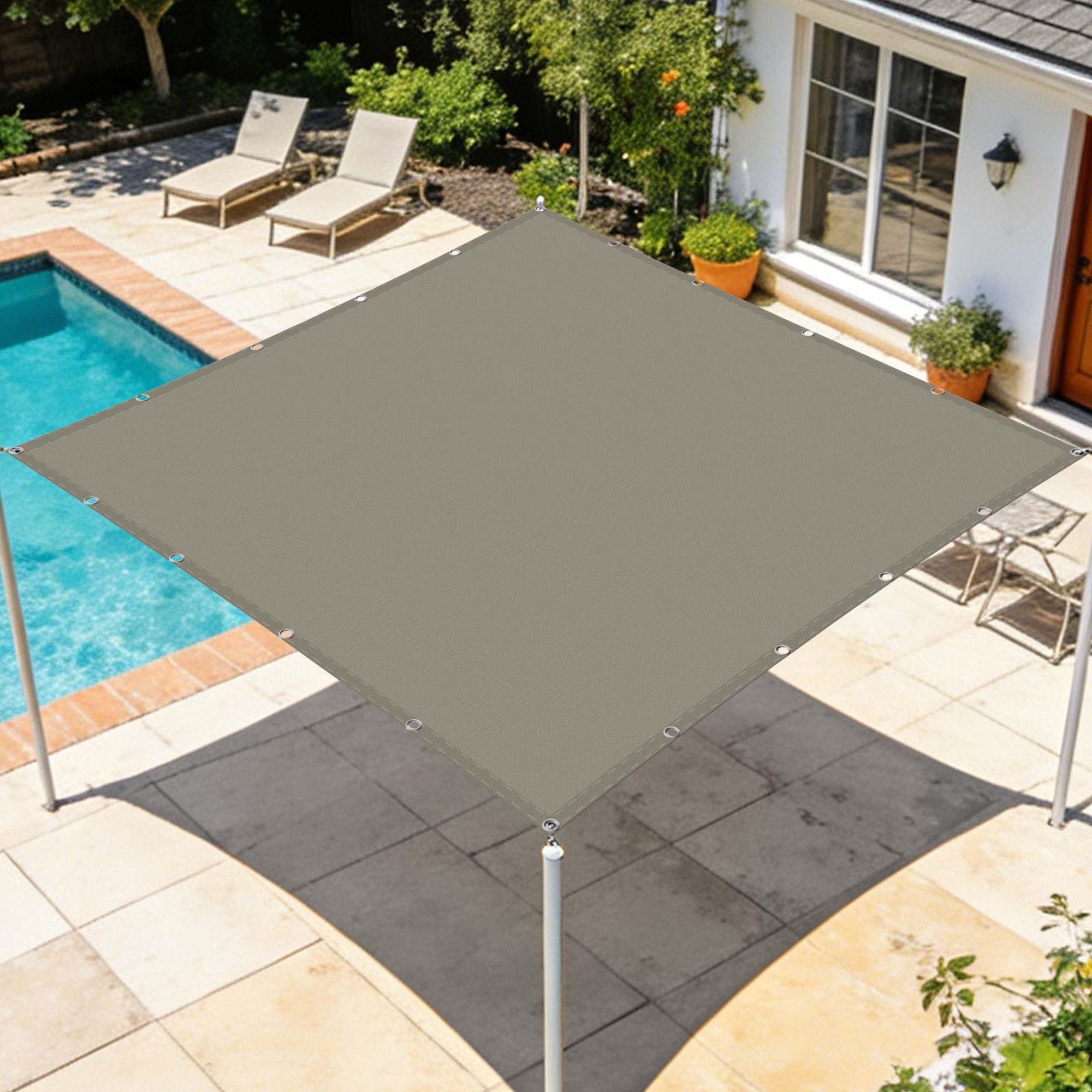 Voile d'ombrage extérieur imperméable taupe avec œillets pour balcon