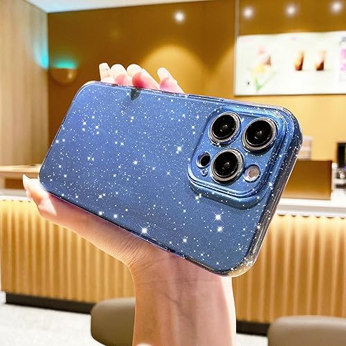 Miniatura 5 de Funda compatible con iPhone 14 Pro Max de 6.7 pulgadas, bonita funda delgada con purpurina, a prueba de golpes, suave, para mujeres y niñas (azul