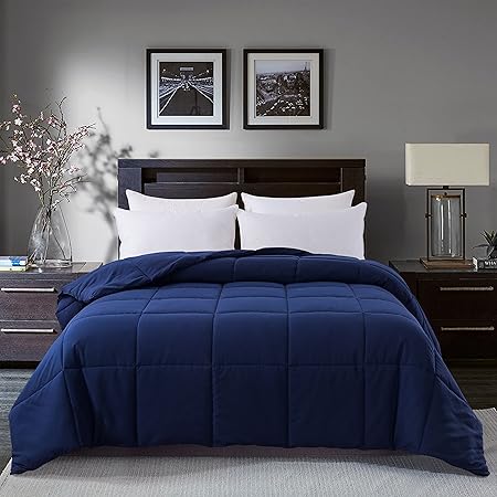 Cosybay California King Comforter Navy Blue, Cal King Size Down Alternative Bed Comforter, Lightweight Duvet Insert with Corner Tabs– Cal-King Size(104×96 Inch)
