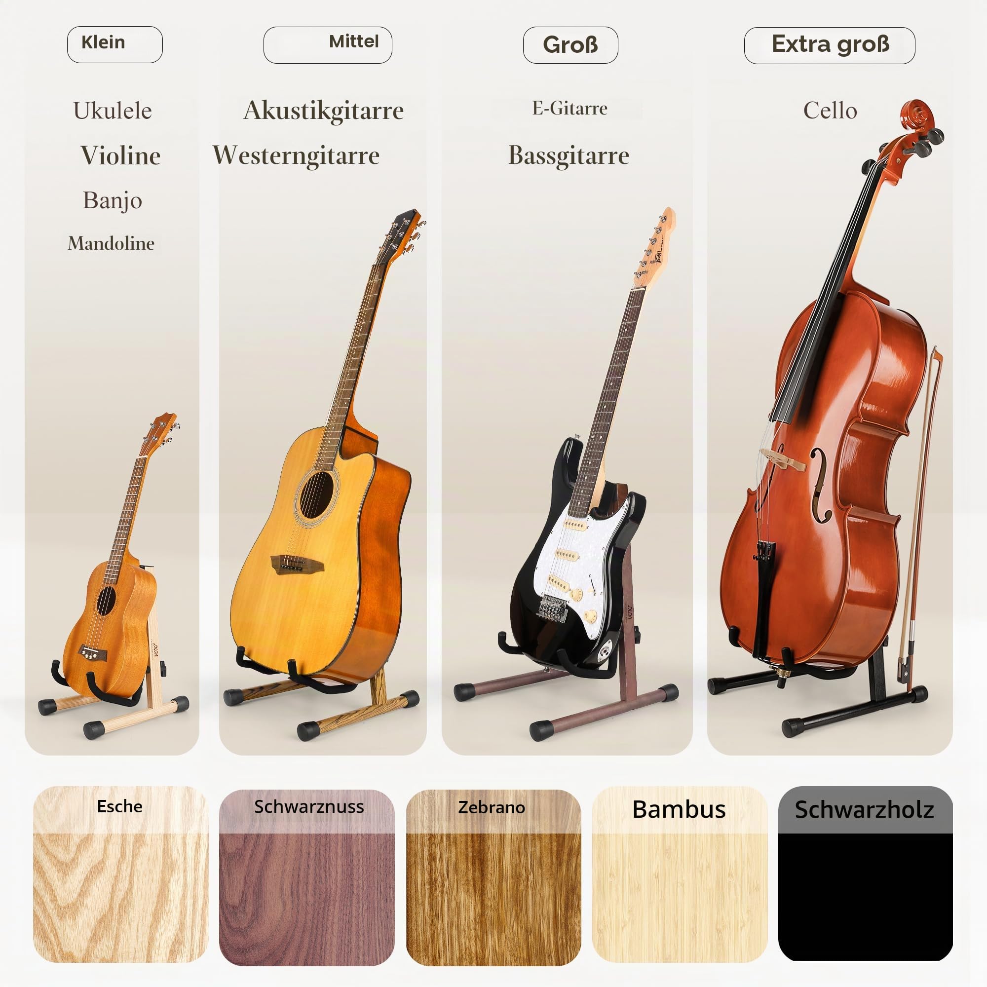 Celloständer, Celloständer mit Bogenhalter, Holz A-Form Bodenständer mit gepolstertem Schaumstoff, passend für 1/2, 3/4, 7/8, 4/4 volle Größe, Cellohalter für Zuhause und Studio Display (Black Wood)