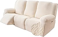 Vista 30 de Genina Funda para Silla Reclinable, Fundas Elásticas para Sillas Reclinables, Fundas para Sofá Reclinable de Rayas de Jacquard, Fundas Protectoras