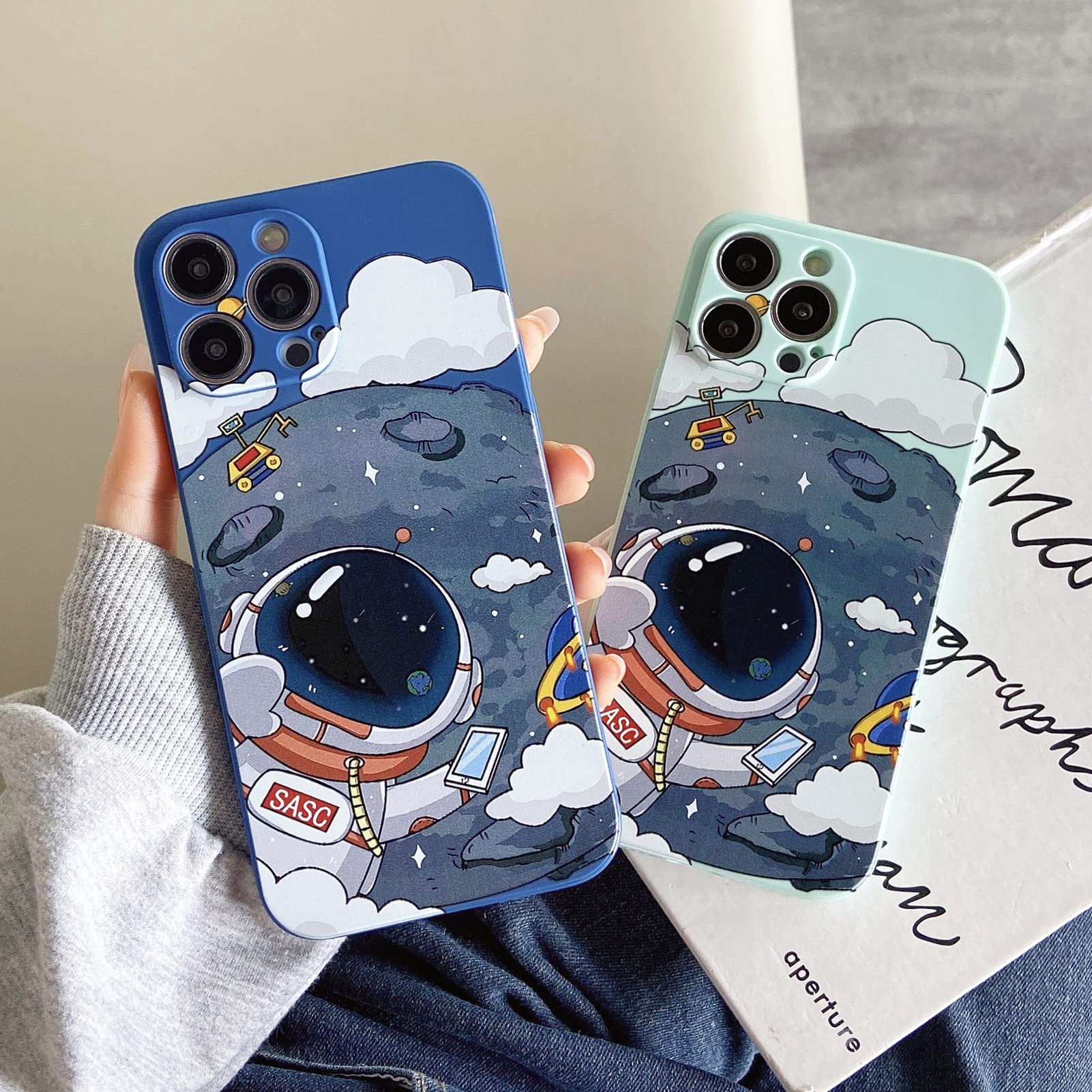 Yonds Queen for iPhone 11 Cute Case, Cool Cartoon Astronaut Planet Moon Space Design Stylish Soft TPU Bumper Shockproof Anti-Slip Protector Fashion Case (iPhone 11, Blue Moons) — view 5