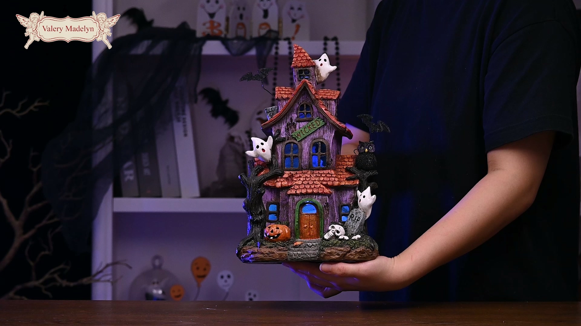 Amazon.com: Valery Madelyn Haunted House Figurine with Bat Ghost