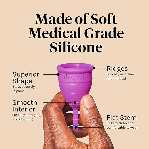 Miniatura 3 de Copa menstrual natural Lunette, alternativa para tampones y toallas sanitarias, Coral, 1, 1