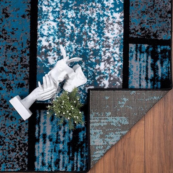 LUXE WEAVERS Modern Geometric Area Rug Turquoise 5x7