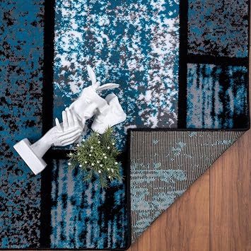 LUXE WEAVERS Modern Geometric Area Rug Turquoise 5x7