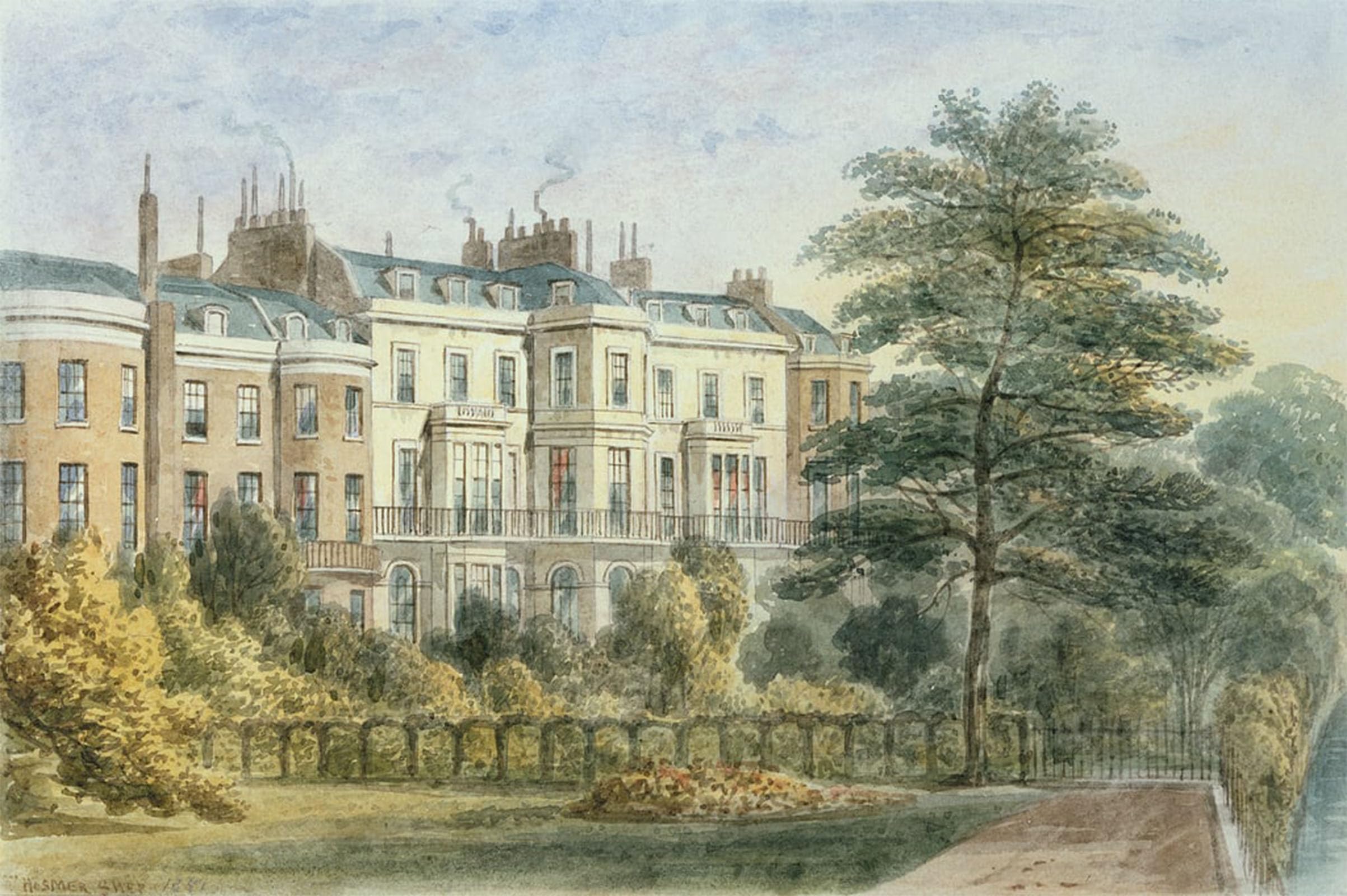 POSTERIIk Vintage Art Print Images Pictures Print East Front of Sir Robert Peel's House in Privy Garden by Hosmer Shepherd Modern Colour Posters for Office Home Decor 60x90cm