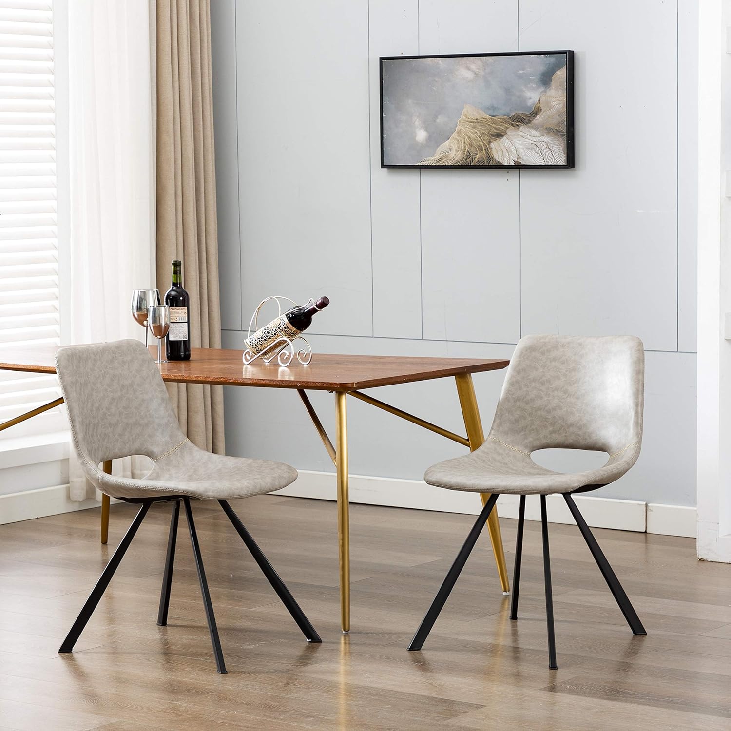 Exclusive Discount 🔥 Leather Upholstered Dining Chairs,Pekko-Home Modern Mid Century Side Chair with Metal Legs for Kitchen Room Dining Room Living Room Bedroom Chairs Set of 2(Grey) Flash Sale Leather Upholstered Dining Chairs,Pekko-Home Modern Mid Century Side Chair with Metal Legs for Kitchen Room Dining Room Living Room Bedroom Chairs Set of 2(Grey)