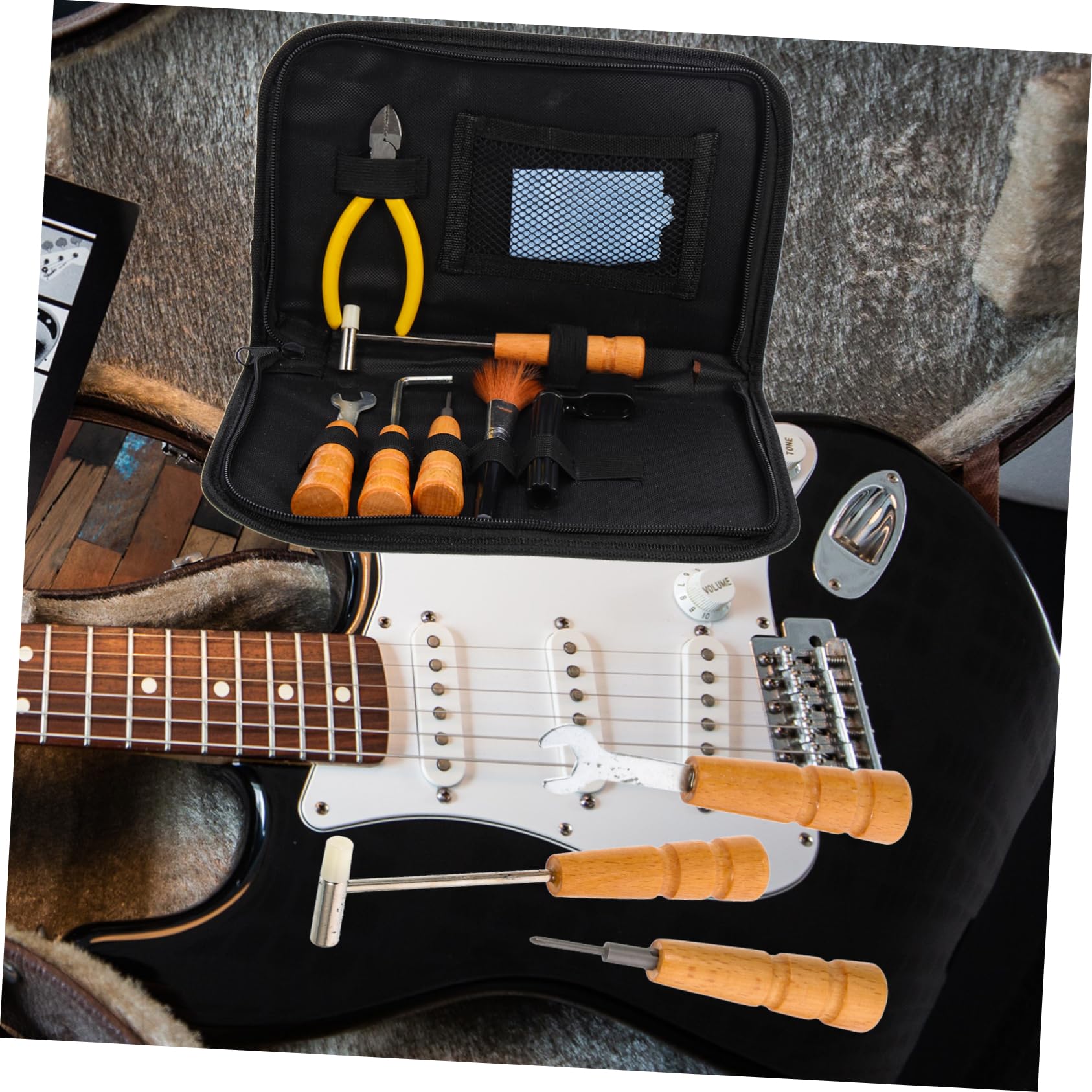 TOYANDONA 1 Juego De Herramientas De Reparación De Guitarra Kit De Limpieza De Guitarra Soporte Para Lima De Trastes De Guitarra Caja De Herramientas Púas De Guitarra Kit De Guitarra