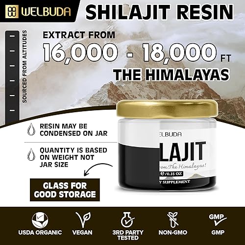Miniatura 6 de Suplemento de resina pura Shilajit con ácido fúlvico, minerales traza y 85 otros, 0.35 onzas de paquete para 40 porciones, apoyo para el sistema