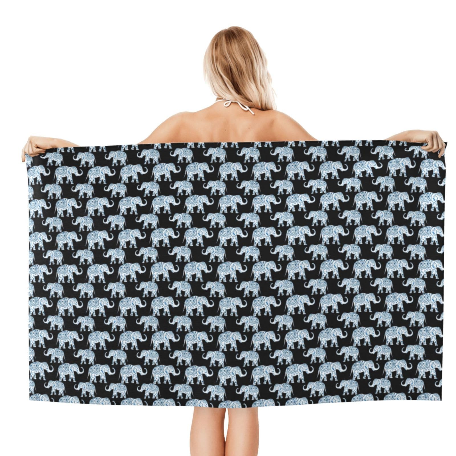Toallas de playa de gran tamaño con estampado de elefante para adultos, de secado rápido, suaves, ligeras, regalo de viaje