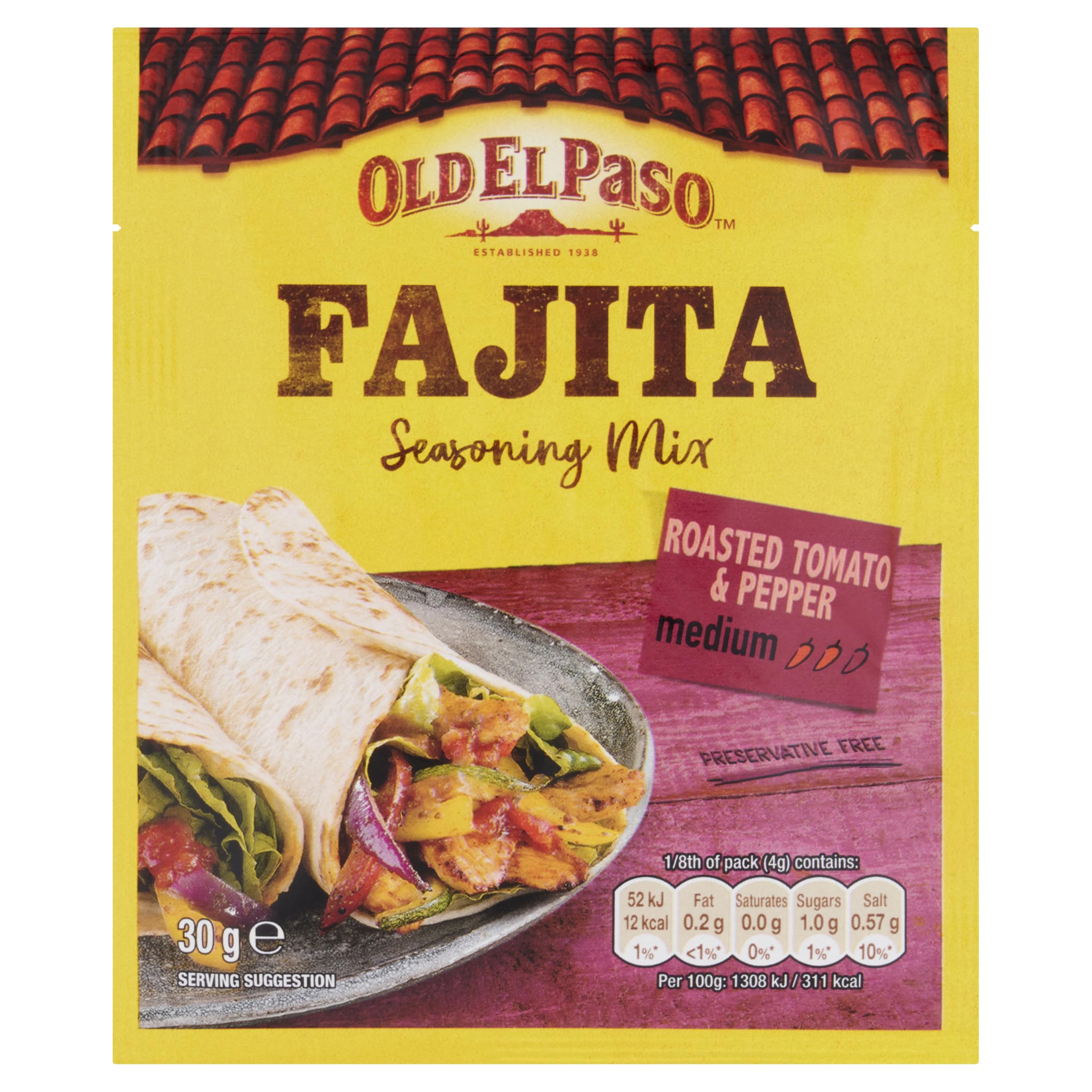 Old El Paso Roasted Tomato and Pepper Fajita Seasoning Mix, 30g