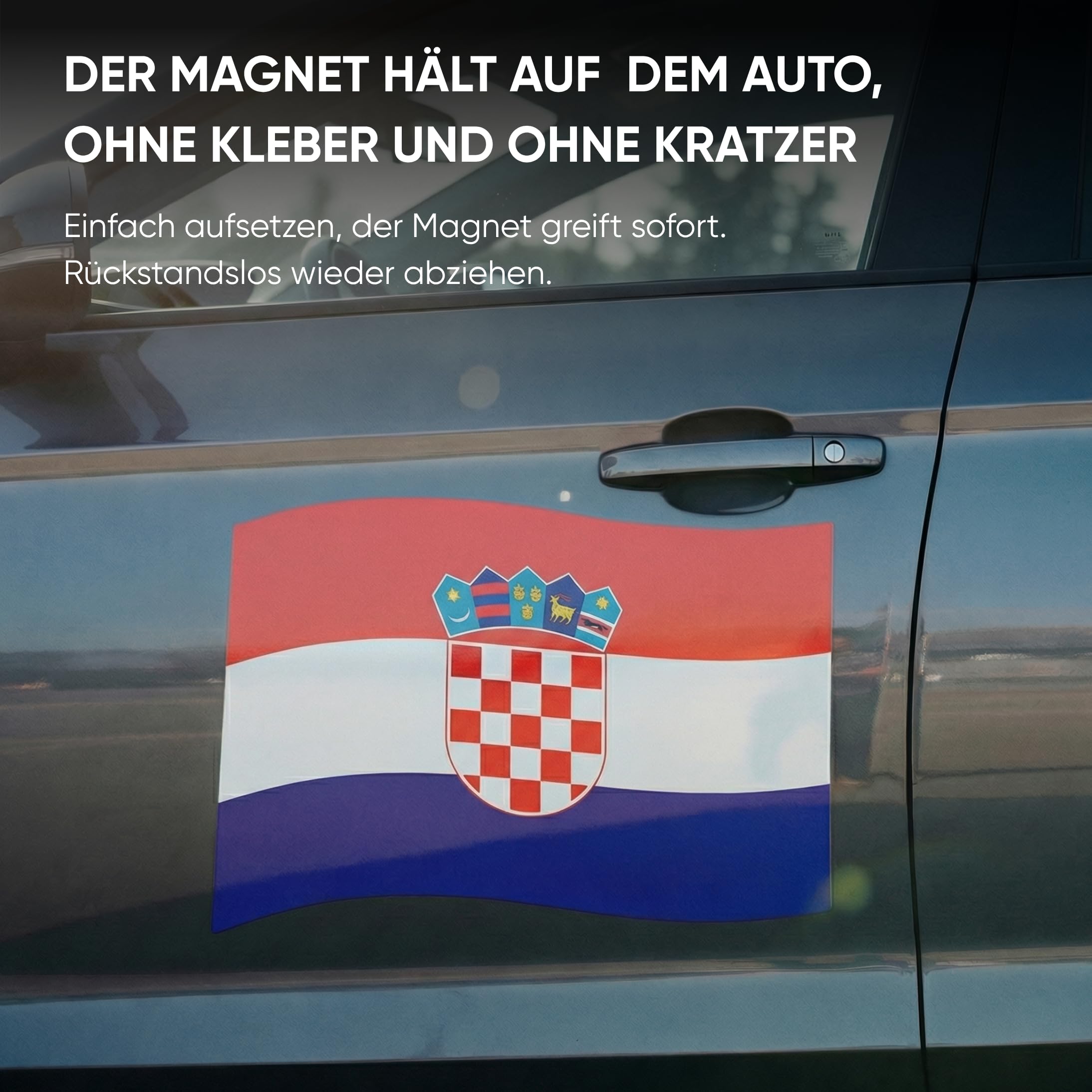 Sonia Originelli Fanset Fanartikel für das Auto Außenspiegelfahnenset Magnetfahnen für die Türen EM WM Fussball, Farbe: Kroatien